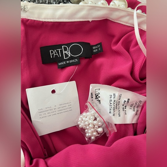 PatBO Hand-Beaded Pink Satin Minidress. Size 2 NWT - Picture 10 of 16